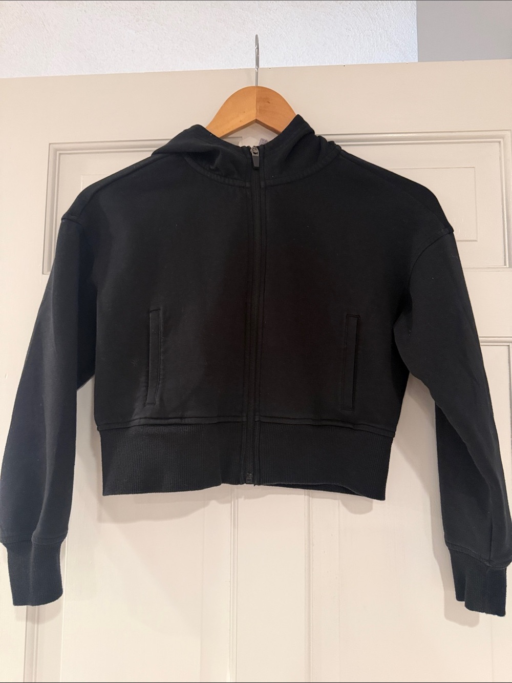 90 Degree By Reflex Black Cropped Zip-Up Hoodie for Kids